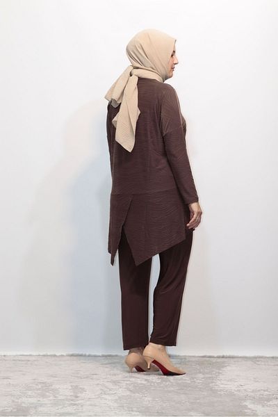 Zey&Ka Butik Venizia Asymmetrical Jacquard Tunic and Pants Set