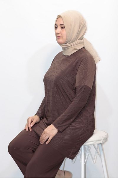 Zey&Ka Butik Venizia Asymmetrical Jacquard Tunic and Pants Set