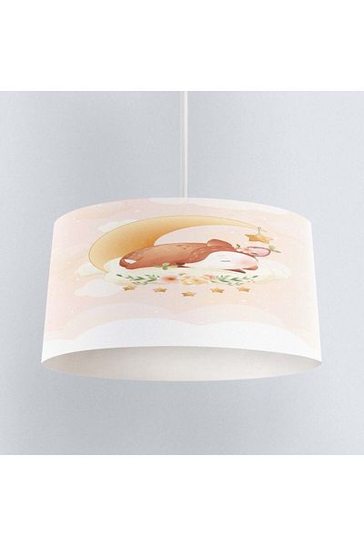 Else Dekor Yellow Moon Sleeping Gazelle Patterned Children's Baby Room Pendant Lamp Chandelier