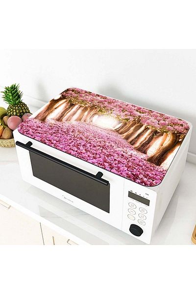 Else Dekor Patterned Microwave Oven Cover Protective Mat Non-Slip Base Washable Organizer Case