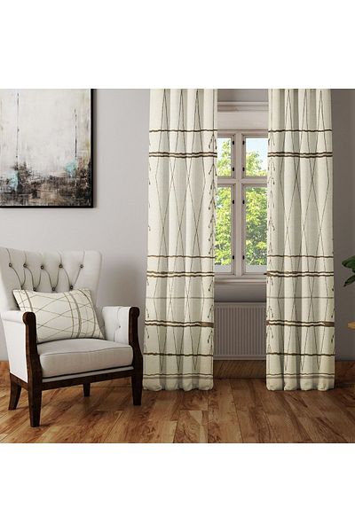 Else Dekor Cream Brown Ethnic Oriental Authentic Anatolian Ottoman Patterned Background Curtain Kil4