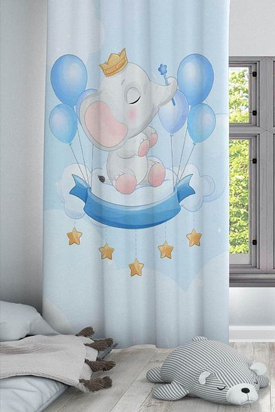 Else Dekor Cortina de fundal decorativă pentru copii și copii cu model cu balon albastru