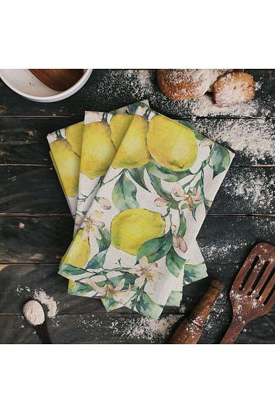 Else Halı Checker Lemon Patterned Microfiber Kitchen Towel