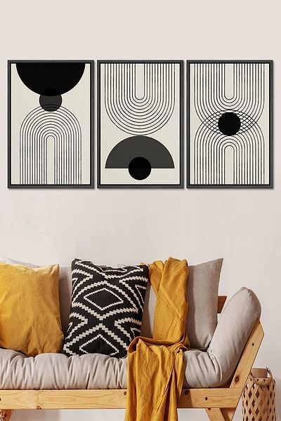 Else Dekor Σετ τριπλών τραπεζιών Else Minimal Patterned Frame Look Fabric Surface