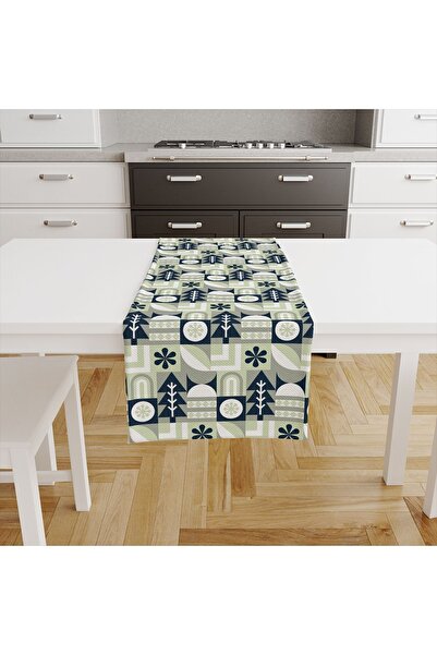 Else Dekor Зелено-синій цифровий друк з малюнком дерева, не залишає плям, 40x140 см