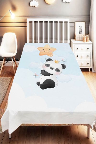 Else Dekor Panda Patterned Starry Cloud Cover - Children's and Baby's Room Decorative Bed