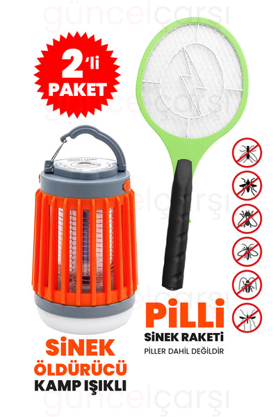 GüncelÇarşı Şarjlı UV Işıklı Elektrikli Cız Sinek Sivrisinek Öldürücü + Pilli...