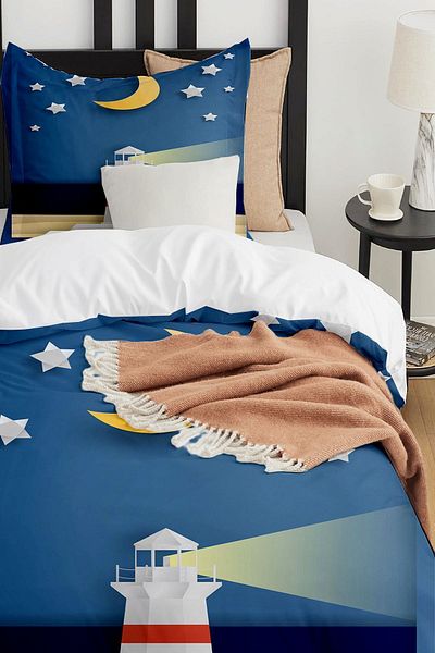 Else Dekor Sailor Lantern Patterned Blue Children's Duvet Cover Set - Single, No Sheets