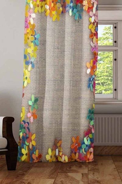 Else Halı Colorful Straw Flowers Patterned Digital Print 3d Decorative Modern Background Curtain
