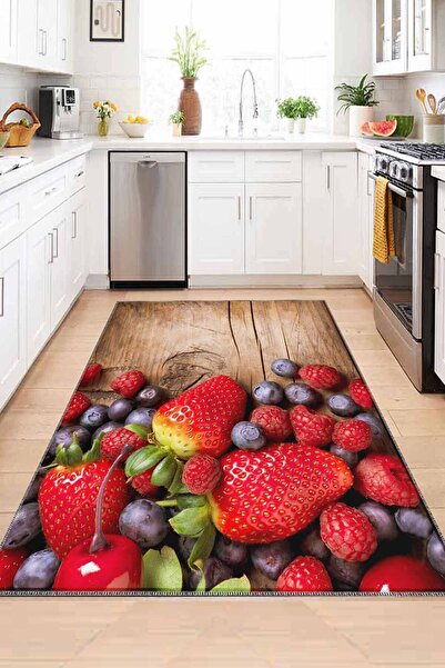 Else Halı Dekoratif Desenli Yıkanabilir Kaymaz Taban Mutfak Halısı Ds-37