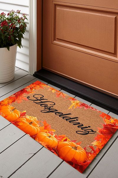 Else Dekor Pumpkin Welcome Modern Interior and Exterior Door Mat Kps-10