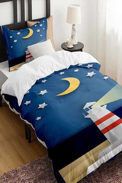 Else Dekor Sailor Lantern Patterned Blue Children's Duvet Cover Set - Single, No Sheets