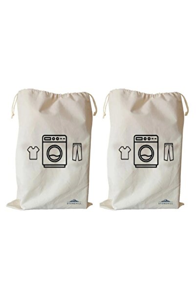 stonehill 2 Adet Çamaşır Makinesi Desenli Kanvas Çamaşır Torbası 50x70 Cm