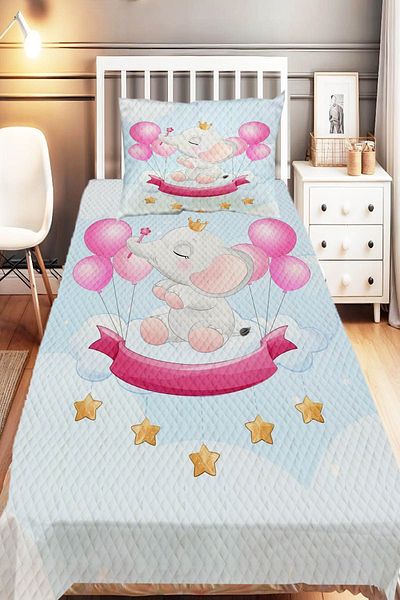 Else Dekor Single Blue Brown Owl Animal Children's Pique Set