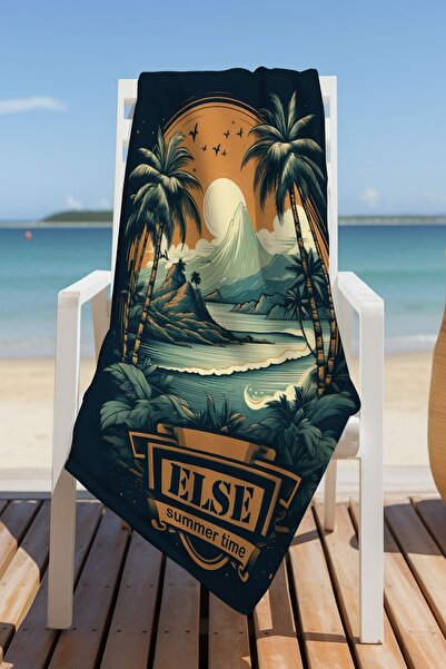 Else Dekor Візерунковий легкий і швидковисихаючий вологопоглинаючий мікрофібровий пляжний рушник 75x150 см DSN16