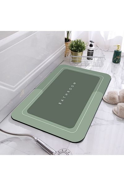 Else Dekor Μοκέτα μονό χαλί μπάνιου Else Green Bathroom με μοτίβο που πλένεται αντιολισθητική βάση