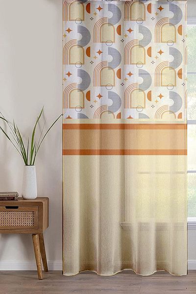 Else Dekor 140x260cm Μινιμαλιστικό μοτίβο εμπριμέ κουρτίνα από τούλι - Διακοσμητικό σαλονιού και κουζίνας