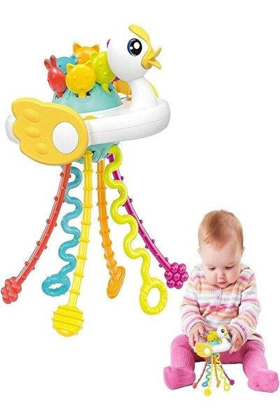 tutobaby Ördek Şekilli Montessori Duyusal Gözlem Beceri Geliştirme Ve Diş Kaşıyıcı Oyuncağı