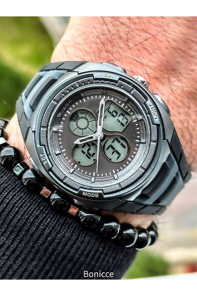Jaga Smoked Digital Men's Wristwatch with Waterproof Stopwatch