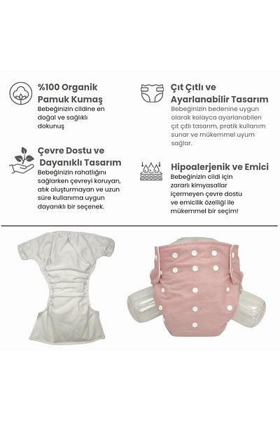 BEZHANE YBB Baby Diapers - Dried Rose Color, Washable and Pocketed (8kg-18kg)