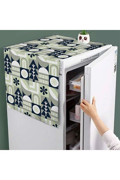 Else Dekor 60x140 см, зелено-тъмносиньо, с шарка на дърво, калъф за хладилник и дифризер