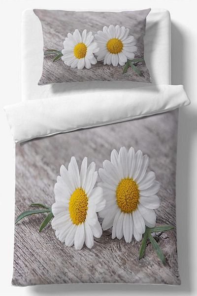 Else Halı Set de lenjerie de pat de o persoană Else Yellow Daisies cu model 3D