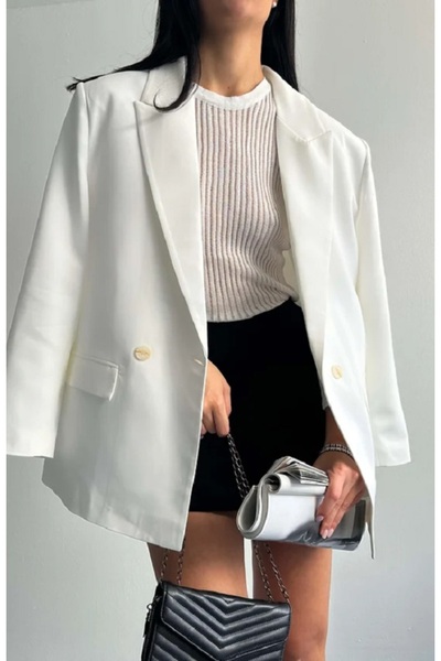 Telablanka Білий блейзер з високим коміром
