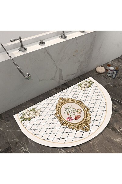 Else Halı Else Su Emici Duş Önü Banyo Paspası Klozet Tek Parça Yarım Ay Banyo Halısı