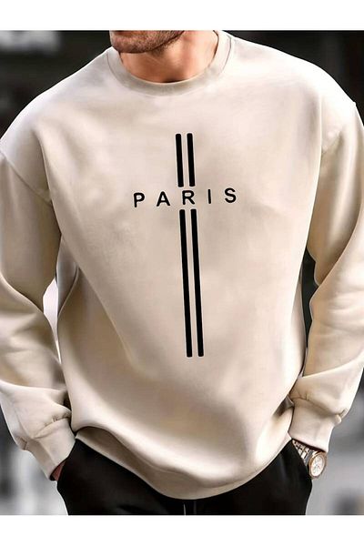 Elvino Άνετο φούτερ PARIS Printed Unisex - Crew Neck με 3 κλωστές