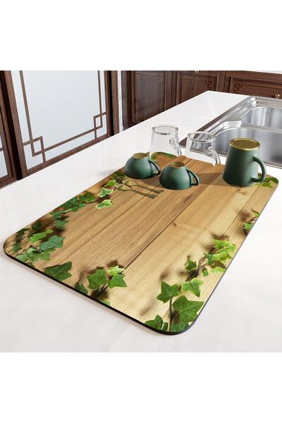 Else Halı Else Sarmaşıklar Tezgah Üstü Bulasik Kurutma Matı Kaymaz Kurulama B...