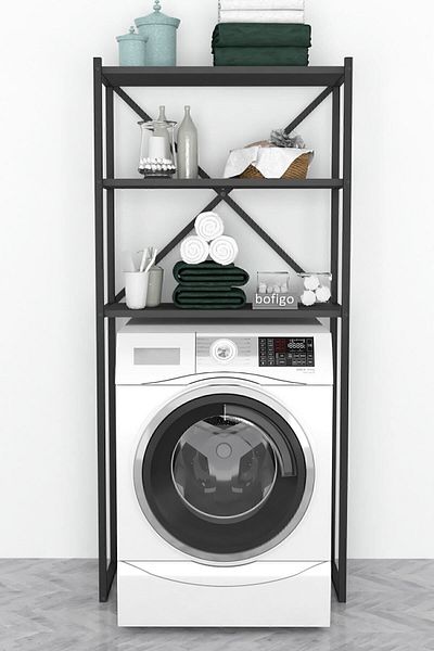 Bofigo Bofigo 3 Shelf Metal Bathroom Organizer Metal Bathroom Rack Washing Machine Anthracite