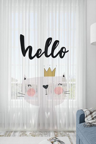 Else Dekor ستارة خلفية من التول للأطفال مزخرفة بنمط إسكندنافي من Hello Cat