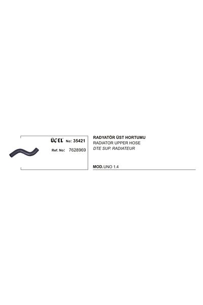 Üçel Radiator Hose Top - UNO 1.4 With Carburetor, Injector 89 95 7628969   SOT