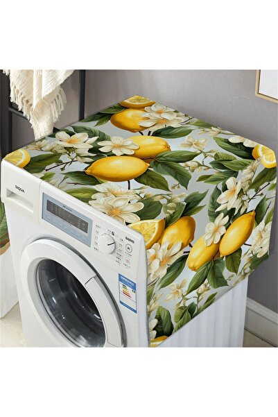 Else Halı Yeşil Yapraklı Limonlu Desenli Dekoratif Bulaşık Kurutma ve Çamaşır...