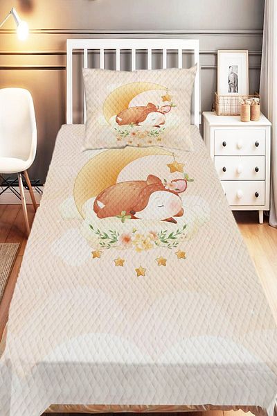 Else Dekor Bohemian Panda Patterned Blue Gray Children's Pique Set - Single