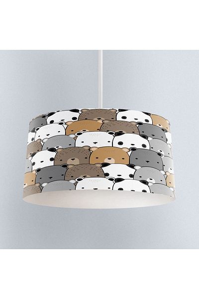 Else Dekor Gray Bears Patterned Children's Baby Room - Pendant Chandelier