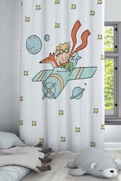 Else Halı Ay Yıldızlar Uçaklı Küçük Prens Desenli Dekoratif Çocuk Ve Bebek Od...