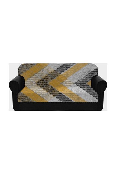 Else Halı Grey Yellow Arrows Model 3d Canapea Canapea extensibilă Husă de scaun 175x225cm