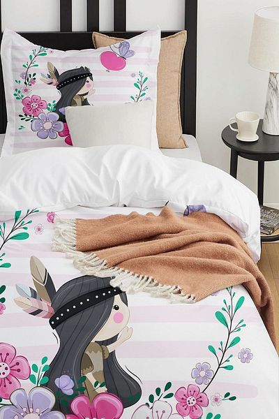 Else Dekor Single Patterned Girl's Duvet Cover Set - Native American and No Sheets