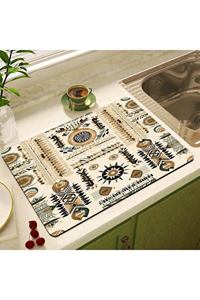 Else Halı Tezgah Üstü Bulasik Kurutma Matı Kaymaz Su Emici Kurulama Bezi Kuru...