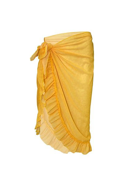 Bolder Ashley Yellow Patterned Frilly Pareo