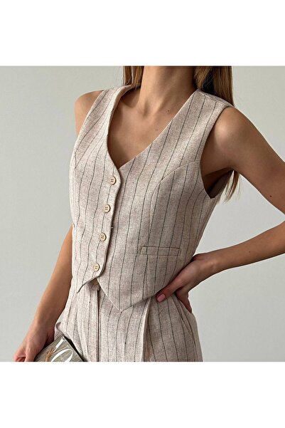 Nil's BUTİK سترة كتان - مخططة ومبطنة