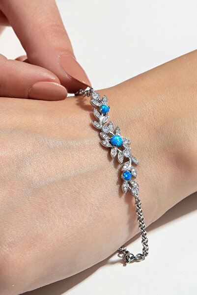 Else Silver Özel Tasarım Opal Taşlı Gümüş Bileklik