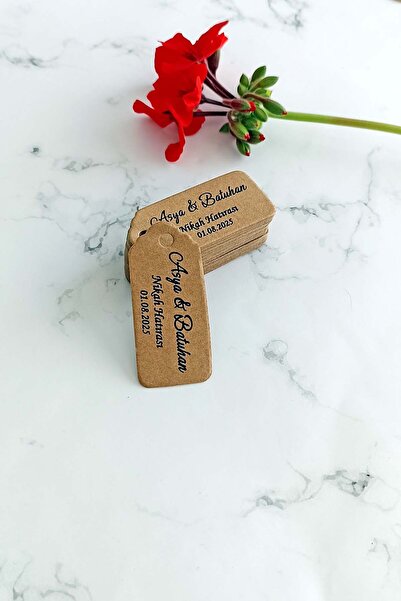 Vice Kişiye Özel Baskılı Kraft Etiket / Hediyelik Etiketi / 100 Adet (2,4X 5,4 CM)