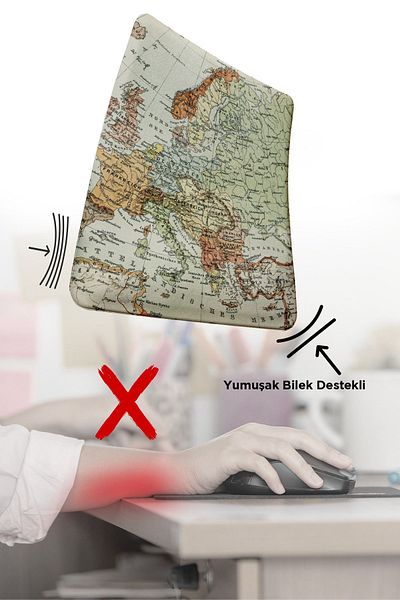 fafaatölye Map Soft Wrist Support Mouse Pad
