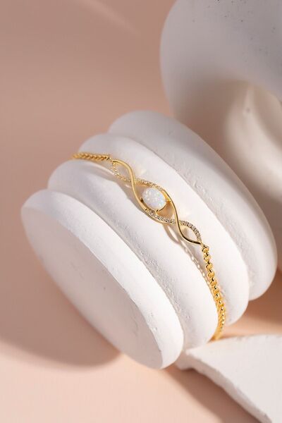 Else Silver Sonsuzluk Modeli Beyaz Opal Taşlı Gümüş Bileklik