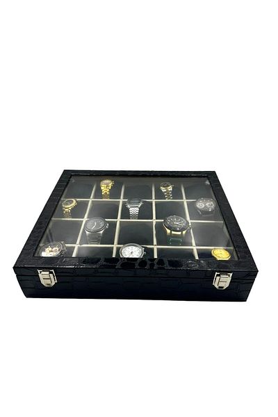 DİJİTAL ÇARŞI MAĞAZACILIK Кутия и чантичка за часовник Crocodile Black с 20 части
