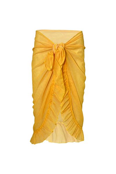 Bolder Ashley Yellow Patterned Frilly Pareo