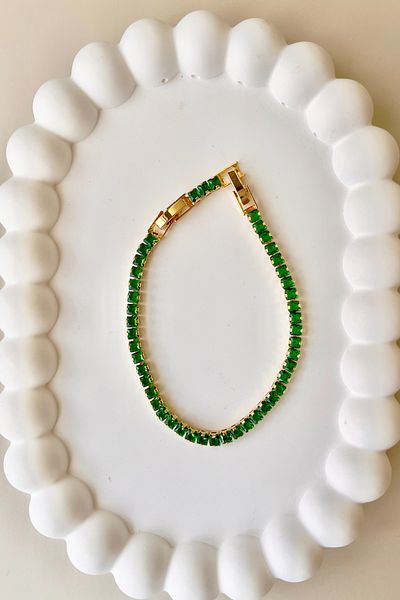 Fubena 316L Steel Medium Size Baguette Stone Waterway Bracelet
