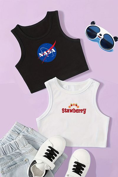 MYADA Бюстие с принт на NASA за момичета с ягоди - Daily Design